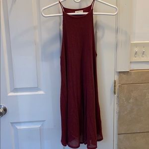 Maroon ribbed high neck swing dress